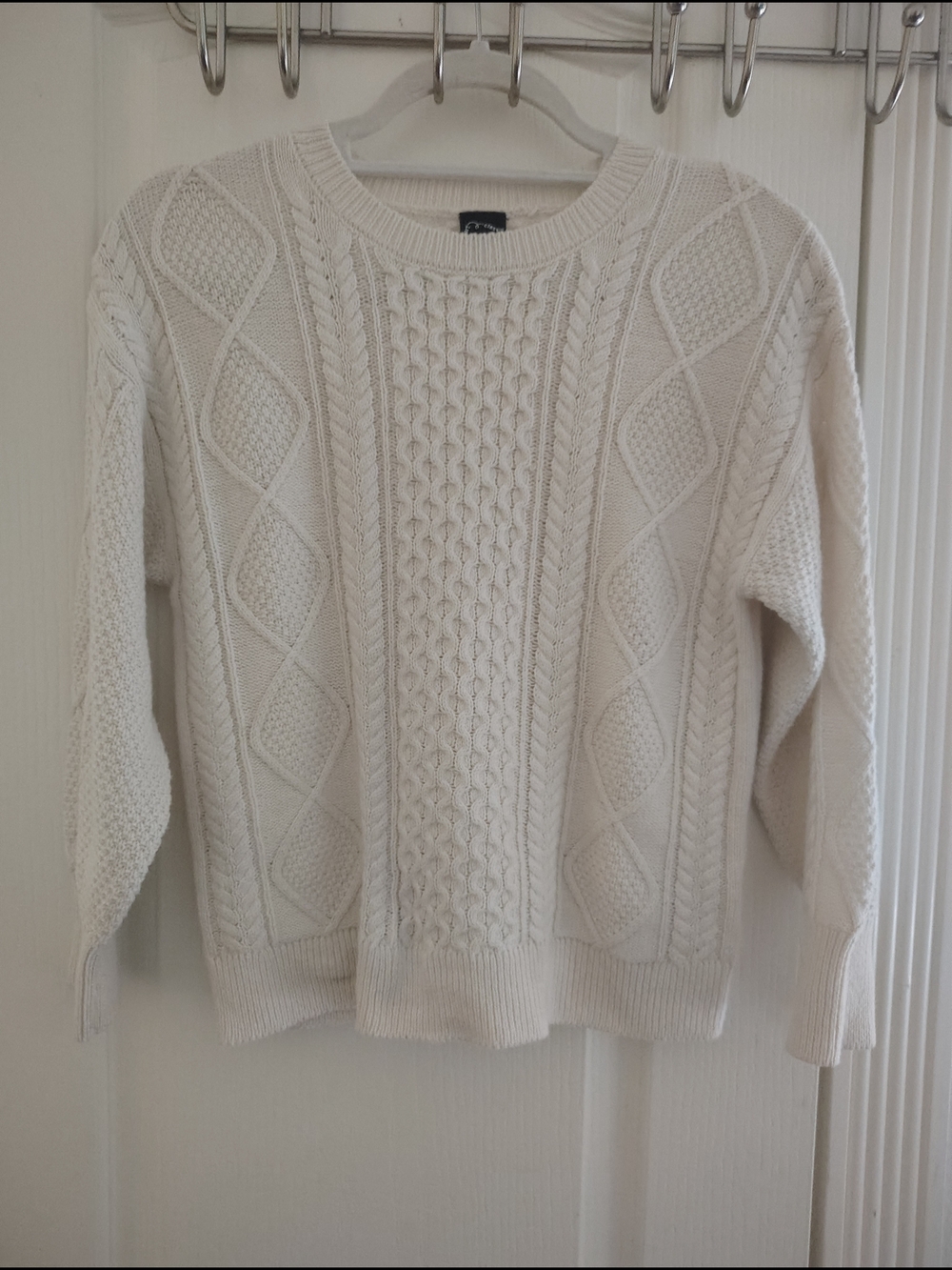 Kids Girl art class Cream Cable Knit Crew Sweater